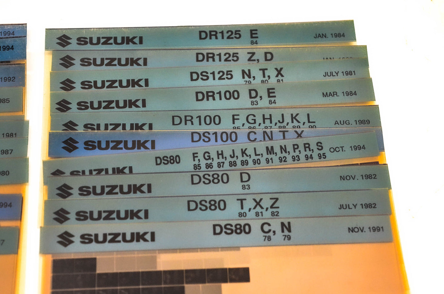 OEM Suzuki Microfiche Lot Of 50
