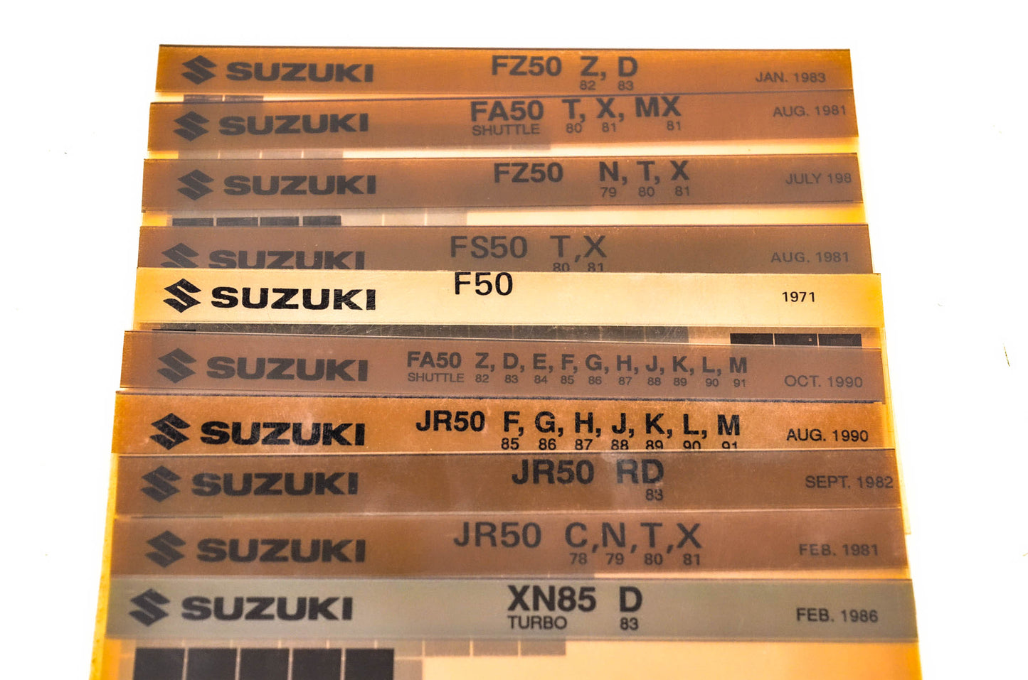 OEM Suzuki Microfiche Lot Of 50