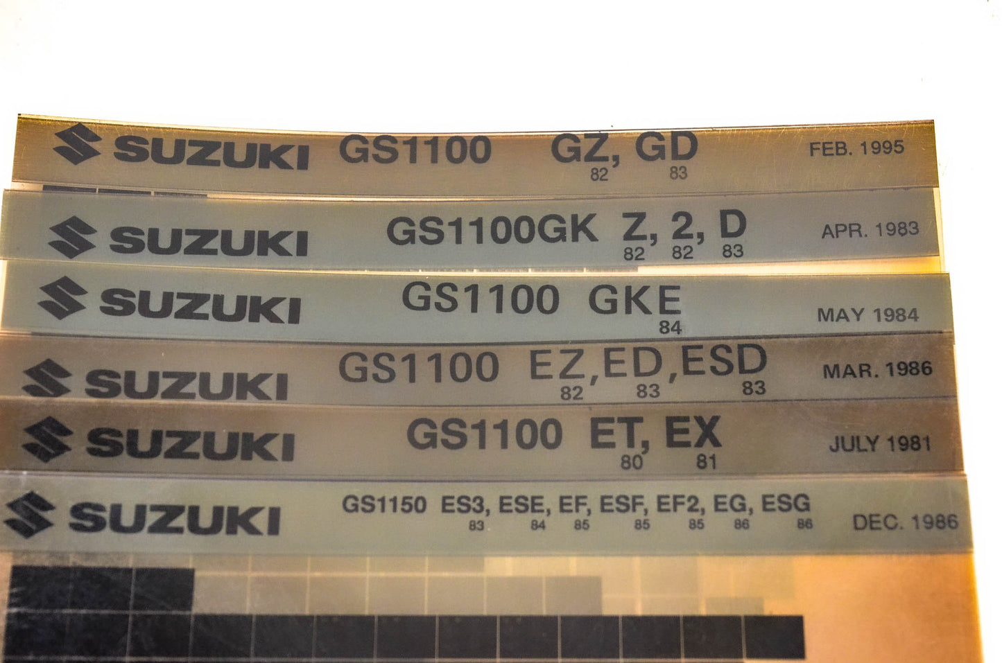 OEM Suzuki Microfiche Lot Of 56