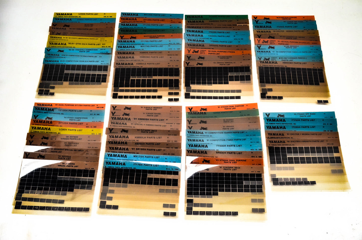 OEM Yamaha 1980-1981 Microfiche Lot Of 75