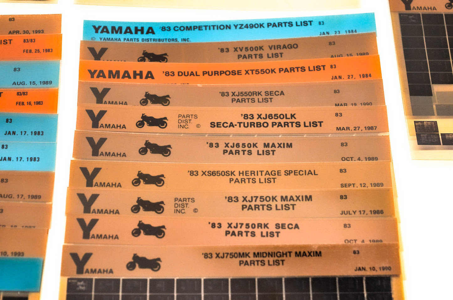 OEM Yamaha 1982-1983 Microfiche Lot Of 67