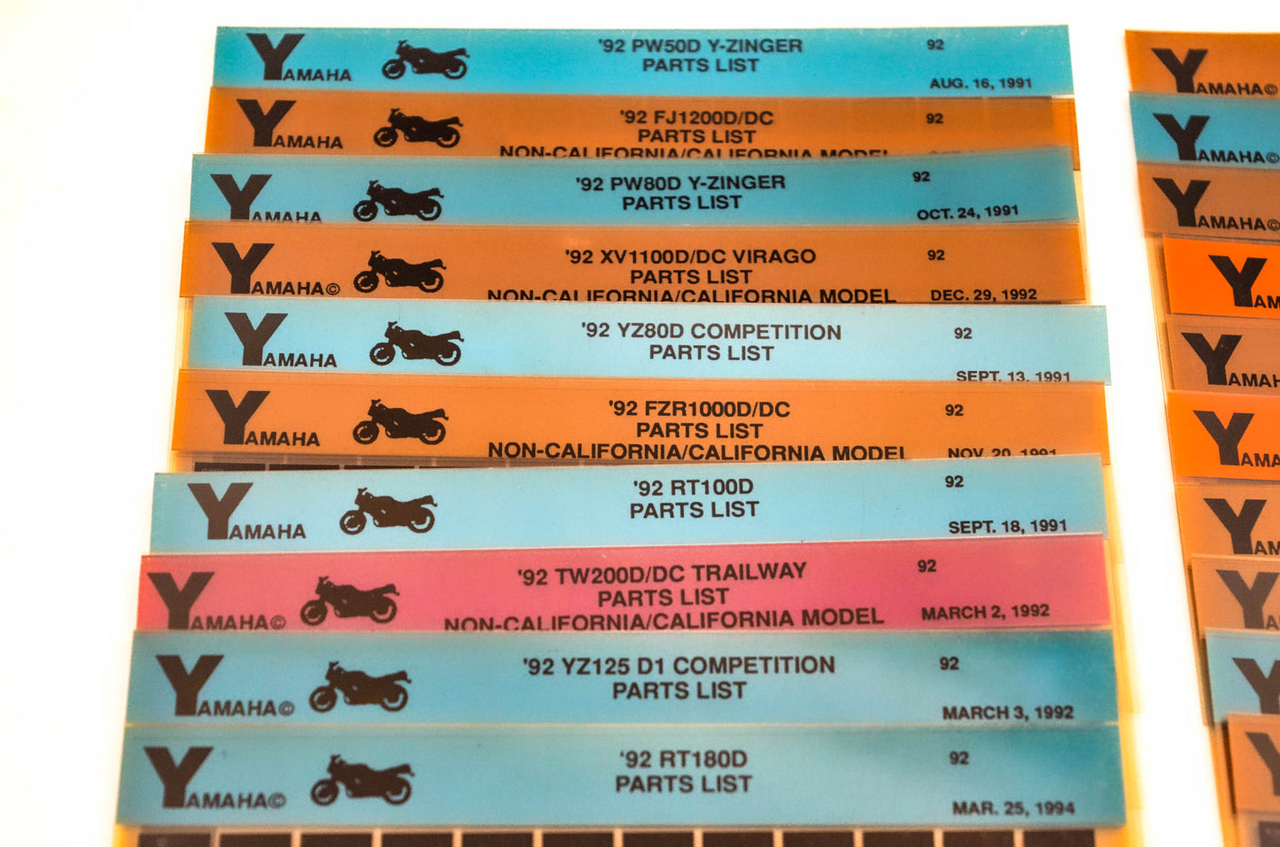 OEM Yamaha 1992-1993 Microfiche Lot Of 51