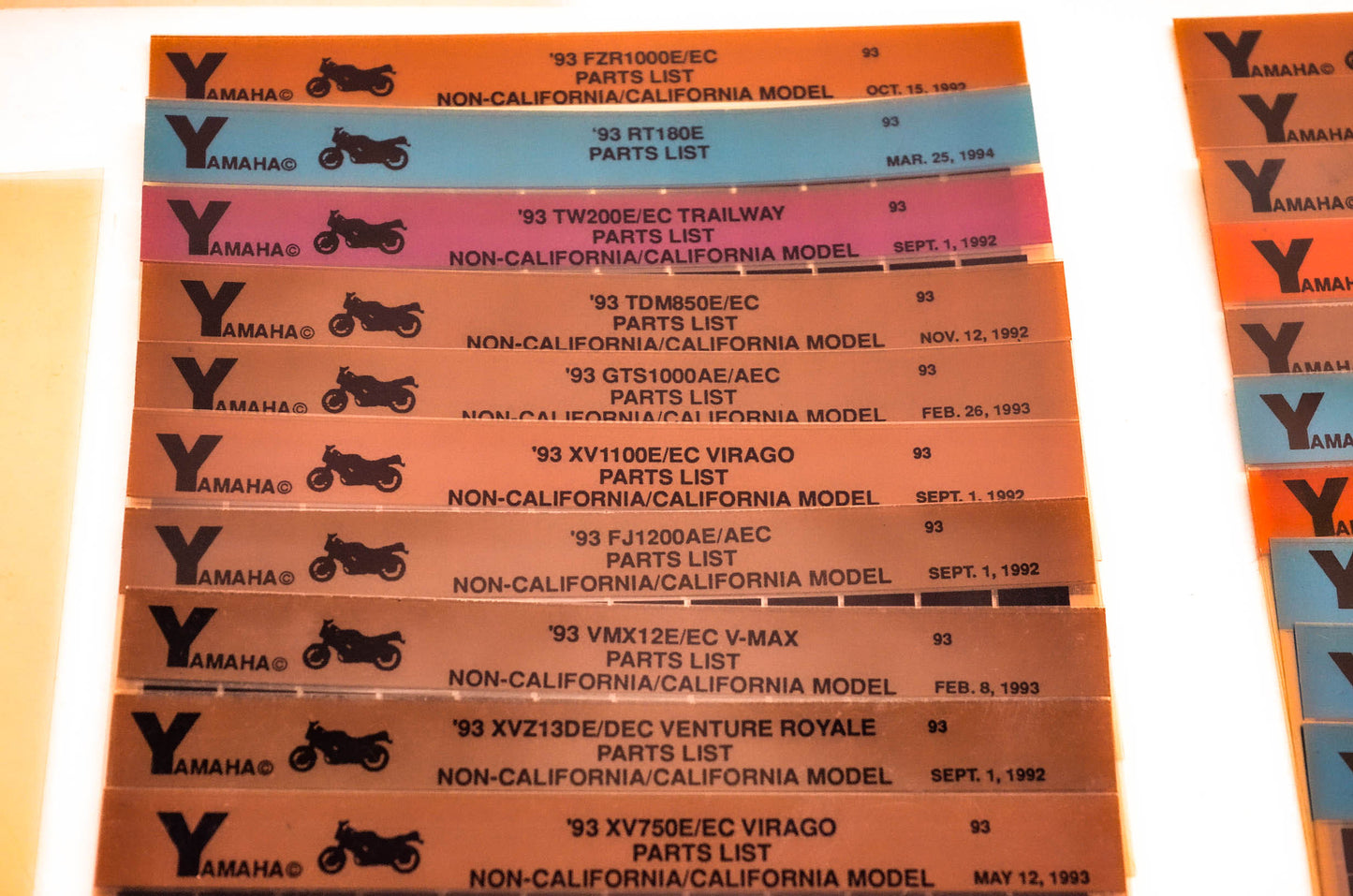 OEM Yamaha 1992-1993 Microfiche Lot Of 51