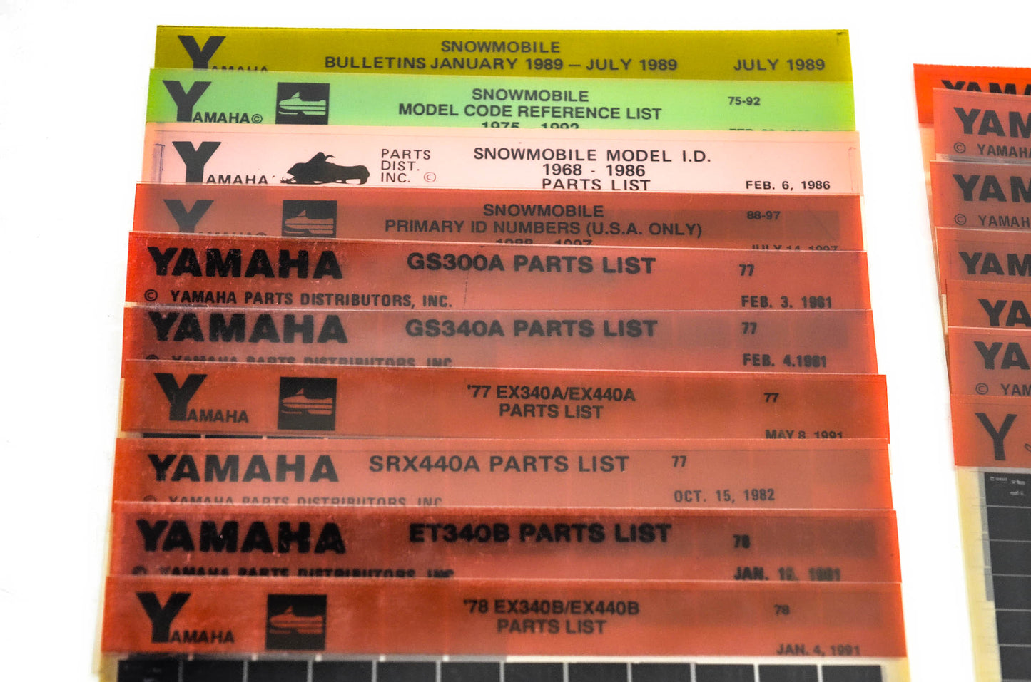OEM Yamaha Snowmobile 1977-1979 Microfiche Lot Of 17