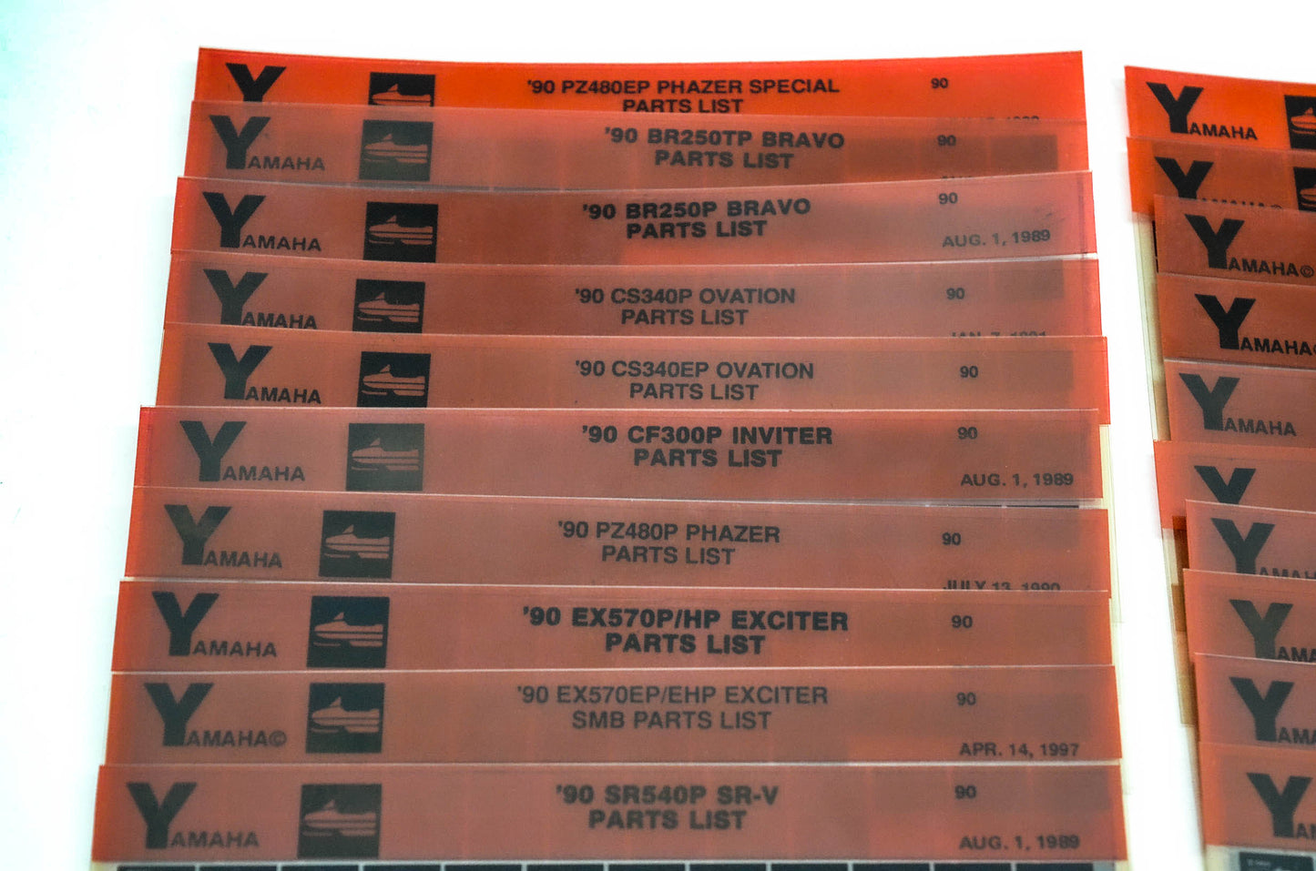 OEM Yamaha Snowmobile 1990-1993 Microfiche Lot Of 47