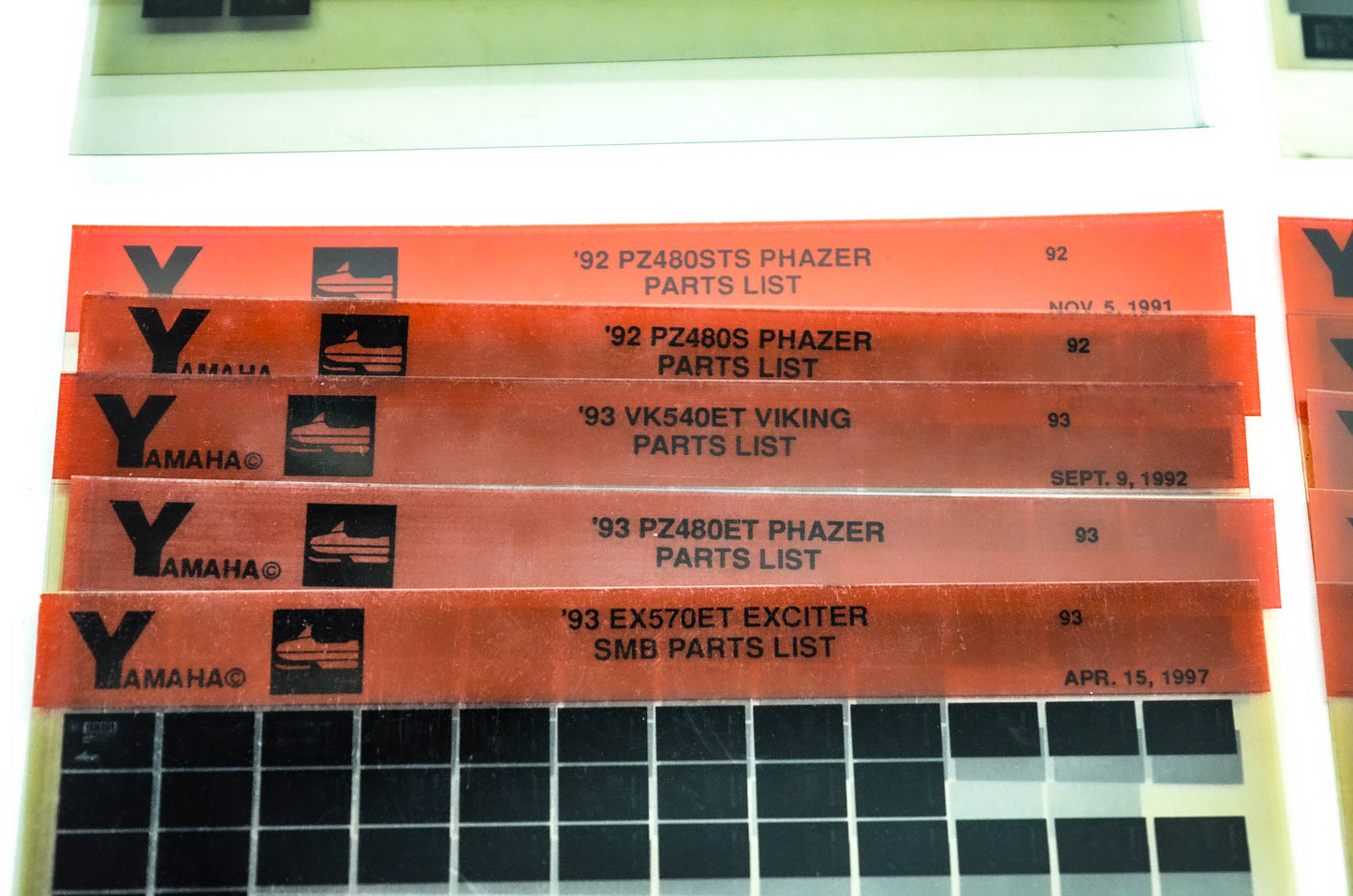 OEM Yamaha Snowmobile 1990-1993 Microfiche Lot Of 47