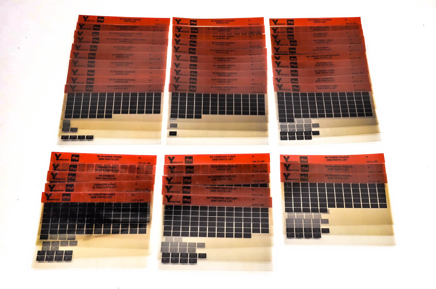 OEM Yamaha Snowmobile 1994-1996 Microfiche Lot Of 43