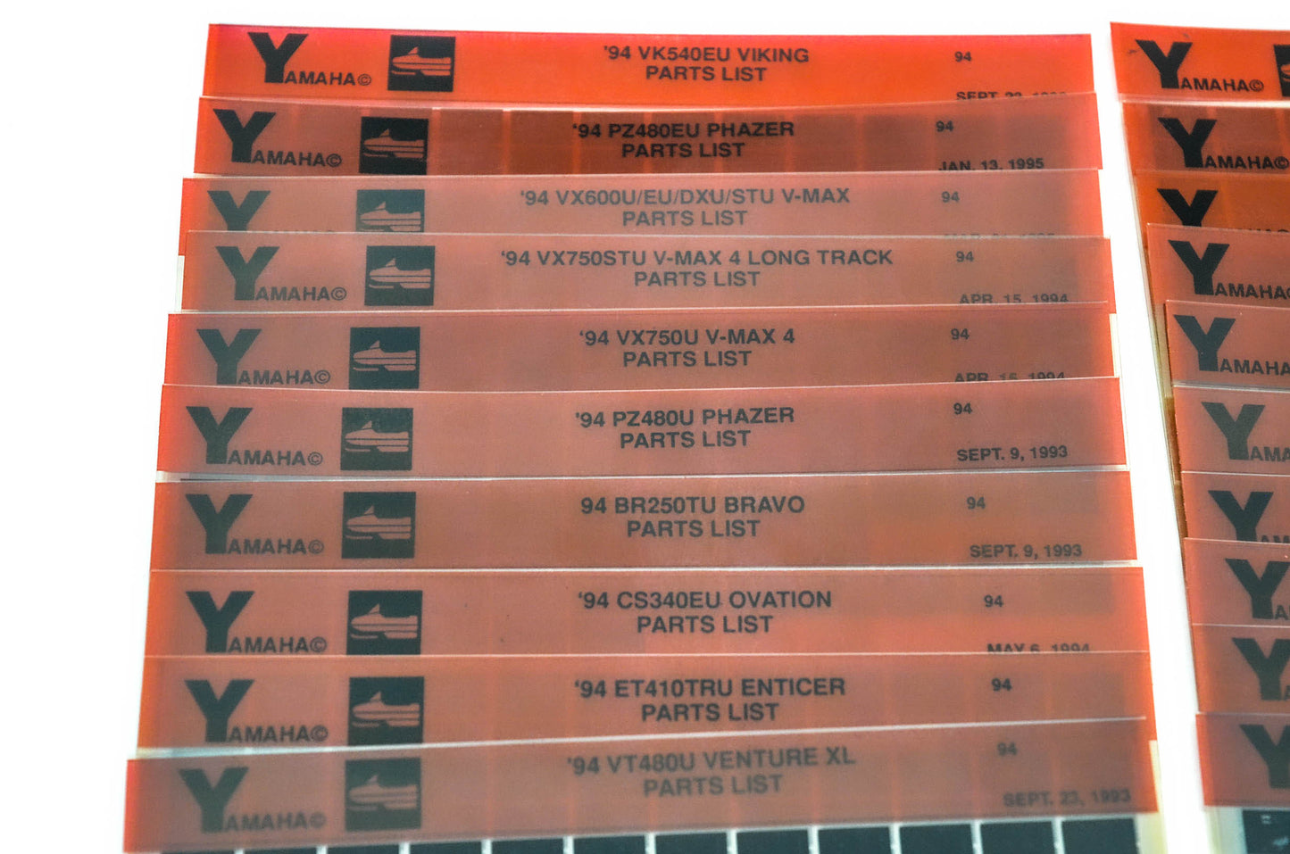 OEM Yamaha Snowmobile 1994-1996 Microfiche Lot Of 43
