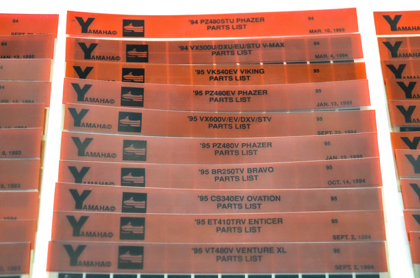 OEM Yamaha Snowmobile 1994-1996 Microfiche Lot Of 43