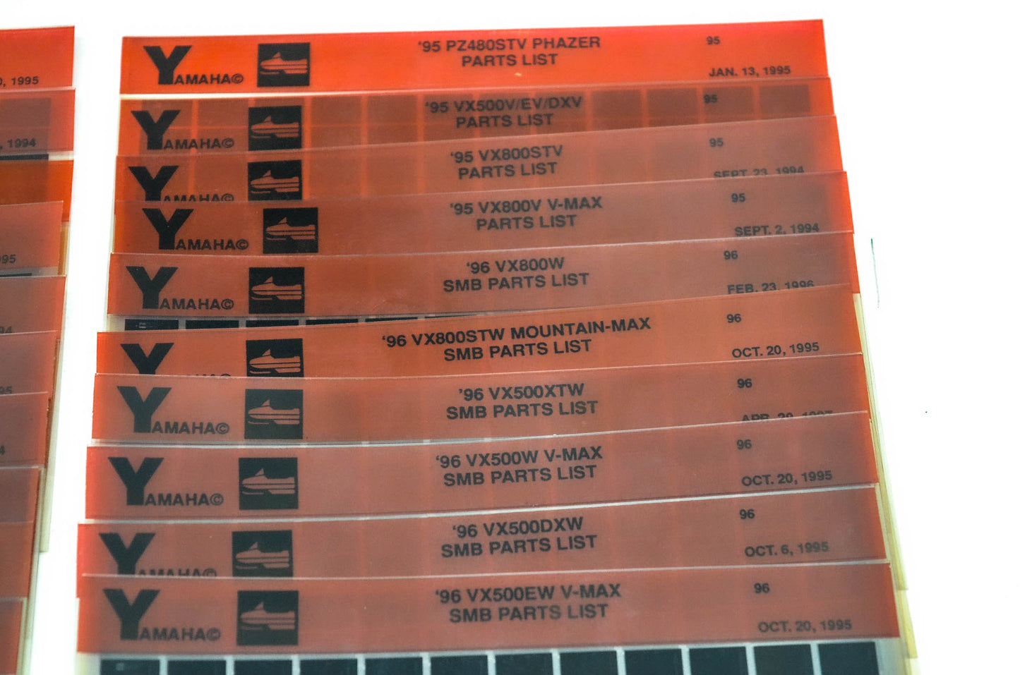 OEM Yamaha Snowmobile 1994-1996 Microfiche Lot Of 43