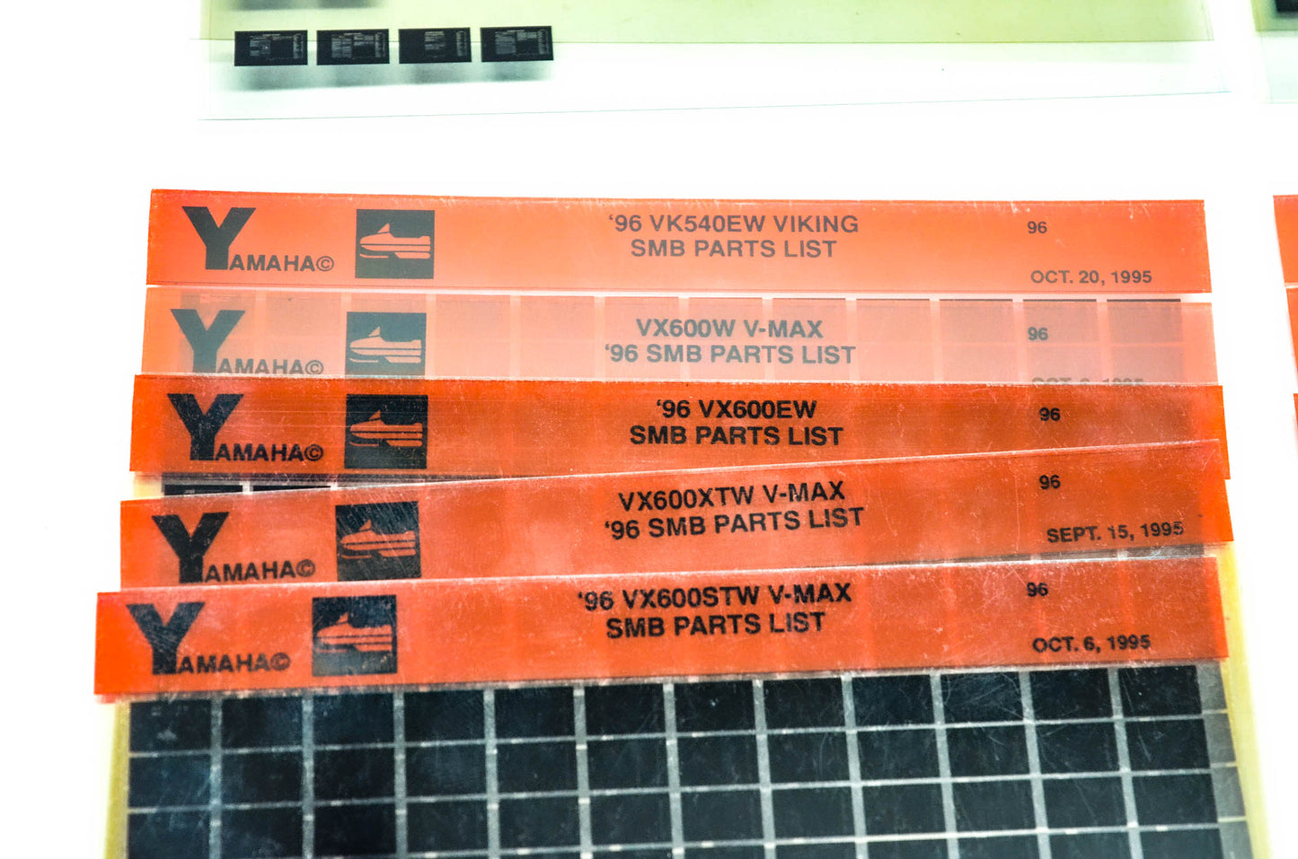 OEM Yamaha Snowmobile 1994-1996 Microfiche Lot Of 43