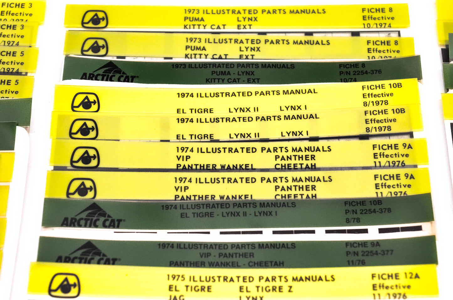 OEM Arctic Cat 1967-1976 Microfiche Lot Of 49