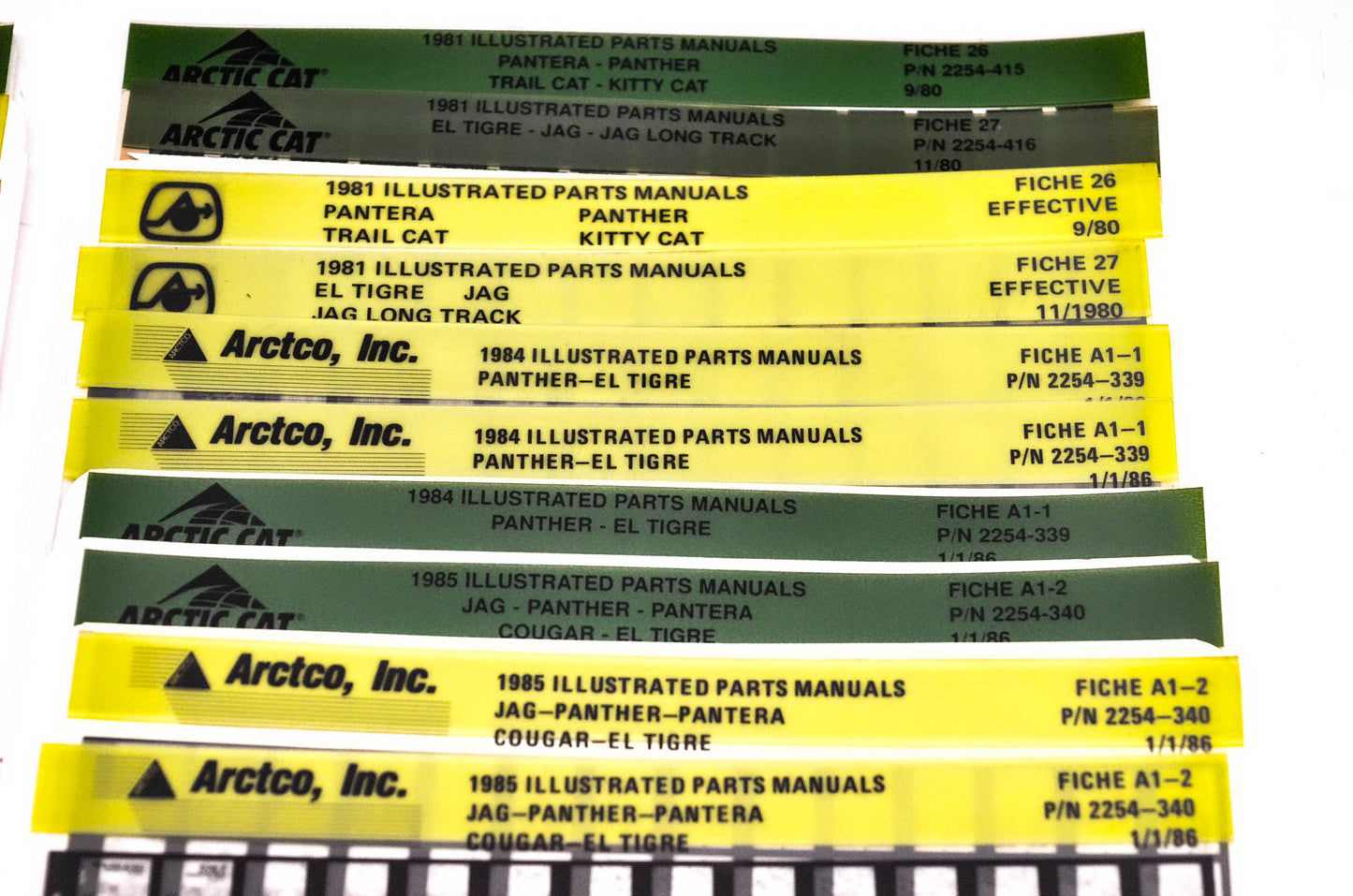 OEM Arctic Cat 1980-1989 Microfiche Lot Of 63