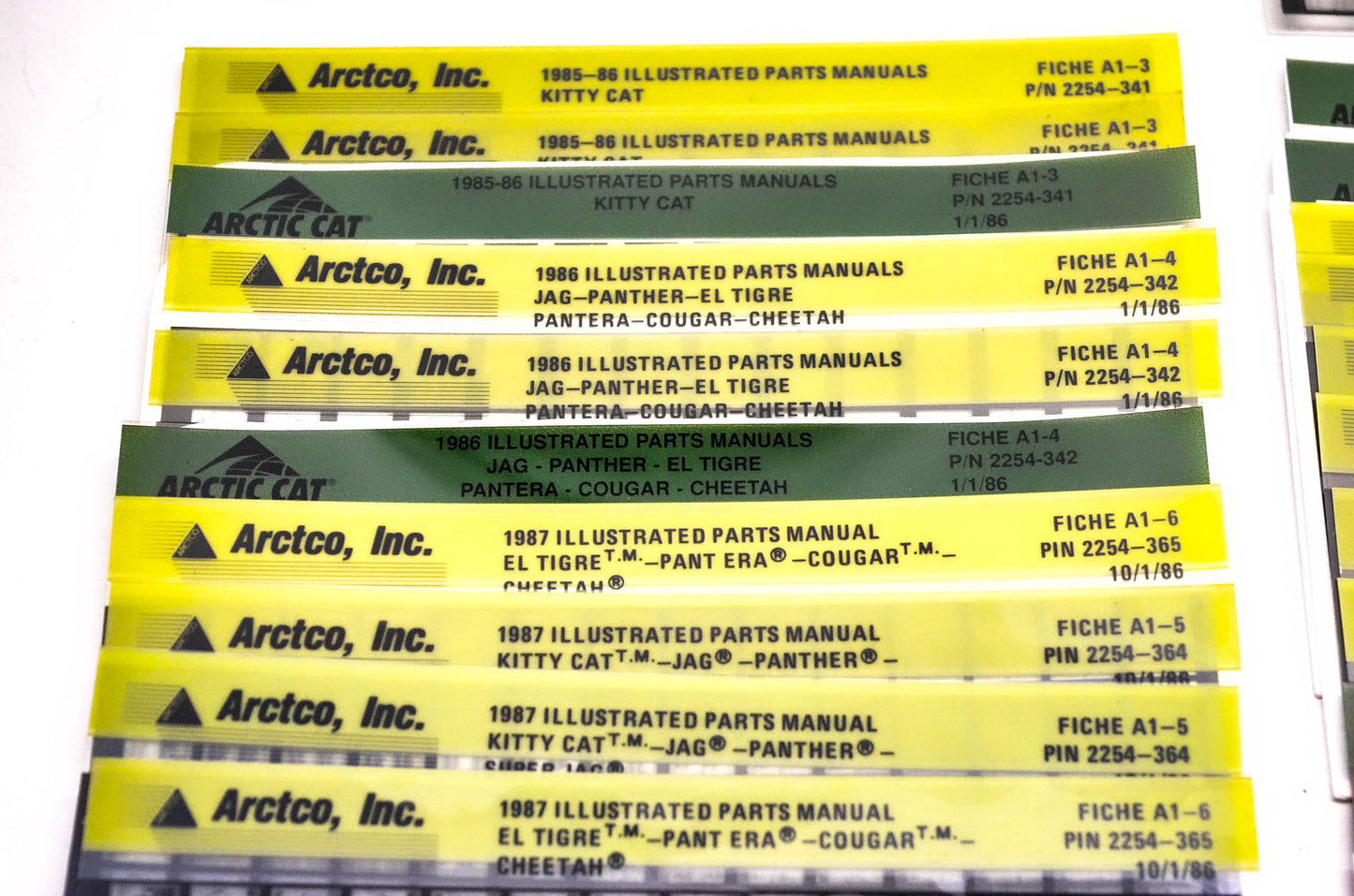 OEM Arctic Cat 1980-1989 Microfiche Lot Of 63