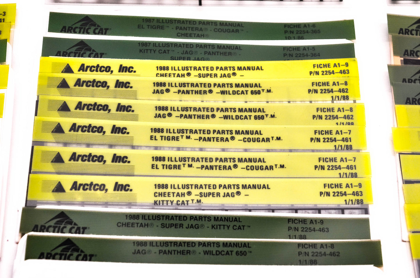 OEM Arctic Cat 1980-1989 Microfiche Lot Of 63