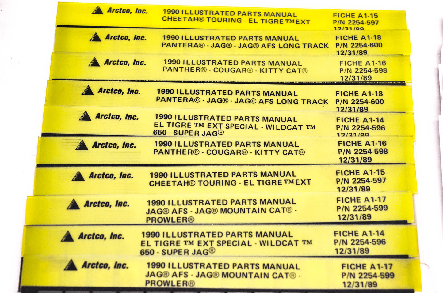 OEM Arctic Cat 1990-1992 Microfiche Lot Of 61