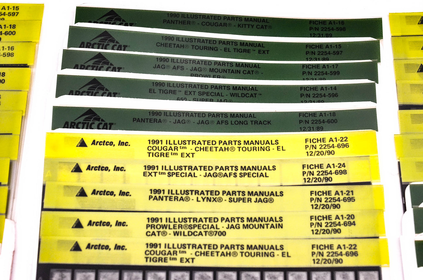 OEM Arctic Cat 1990-1992 Microfiche Lot Of 61