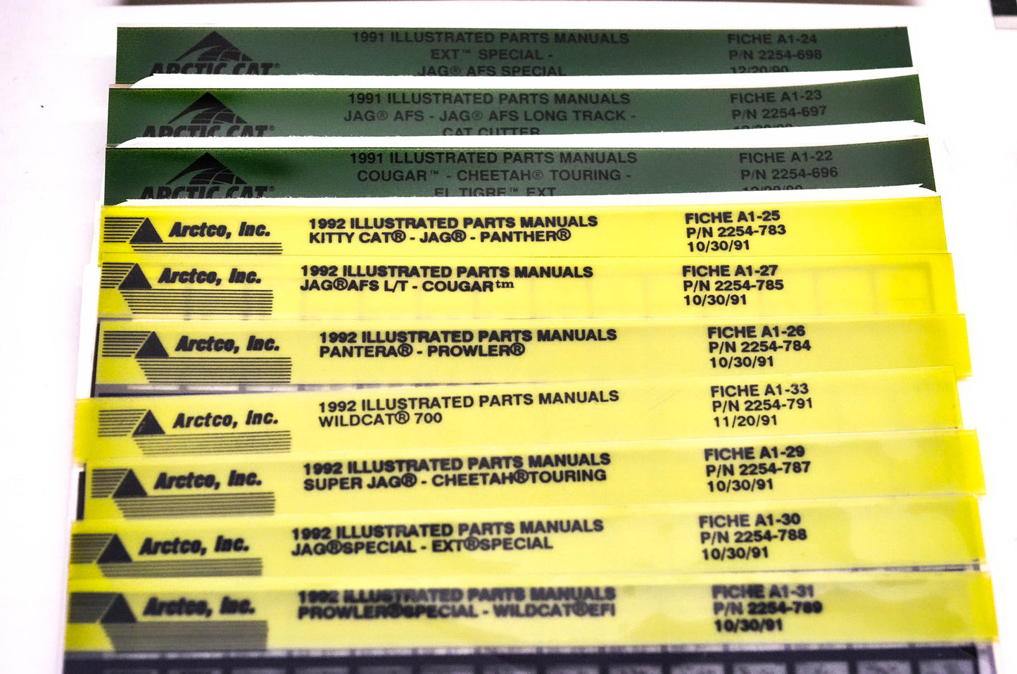 OEM Arctic Cat 1990-1992 Microfiche Lot Of 61