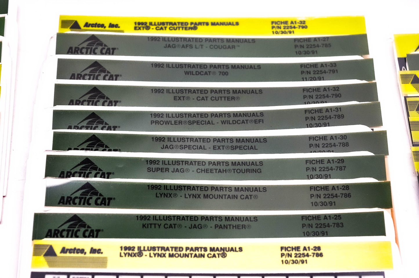 OEM Arctic Cat 1990-1992 Microfiche Lot Of 61