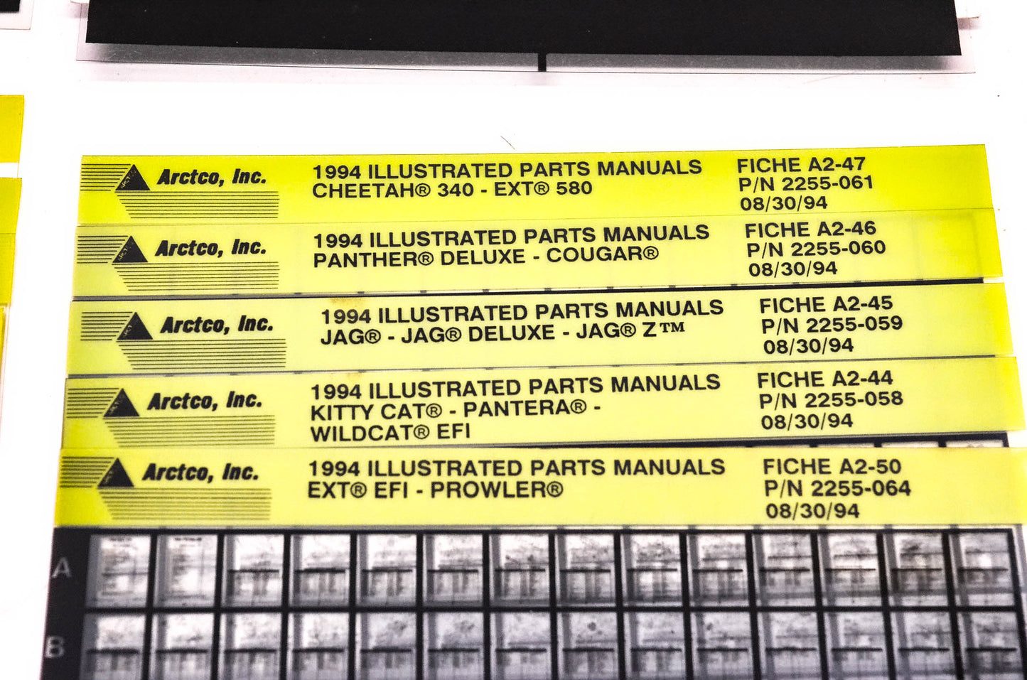 OEM Arctic Cat 1993-1994 Microfiche Lot Of 55