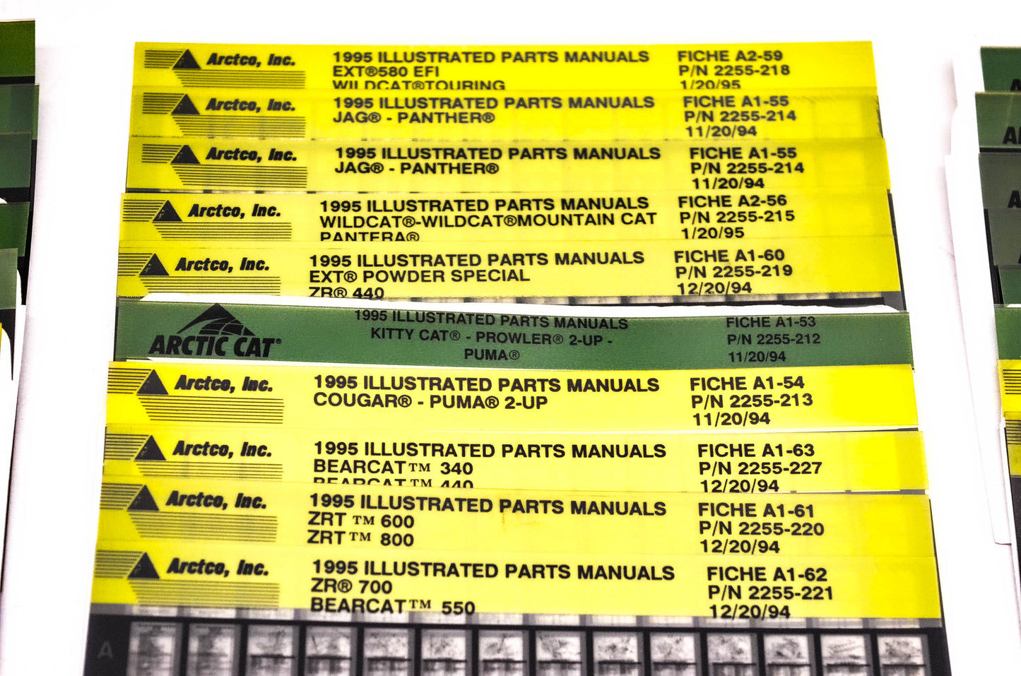 OEM Arctic Cat 1995-1996 Microfiche Lot Of 62