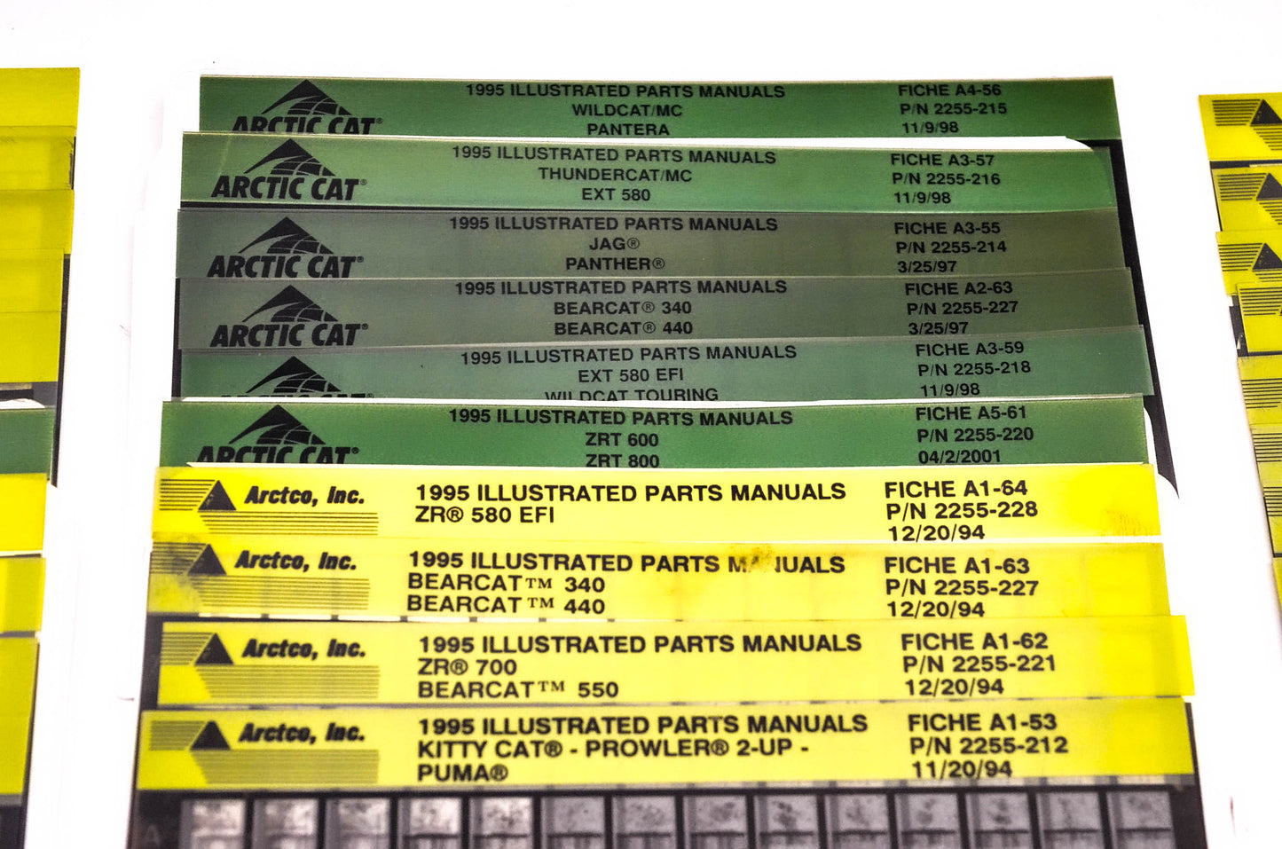 OEM Arctic Cat 1995-1996 Microfiche Lot Of 62