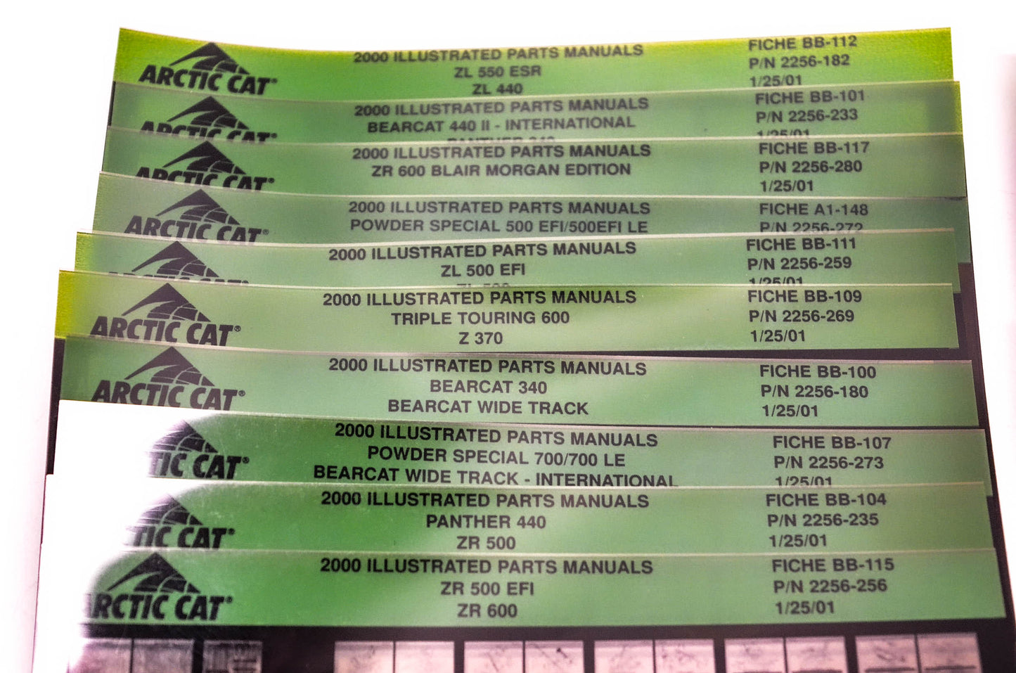 OEM Arctic Cat 2000-2001 Microfiche Lot Of 47