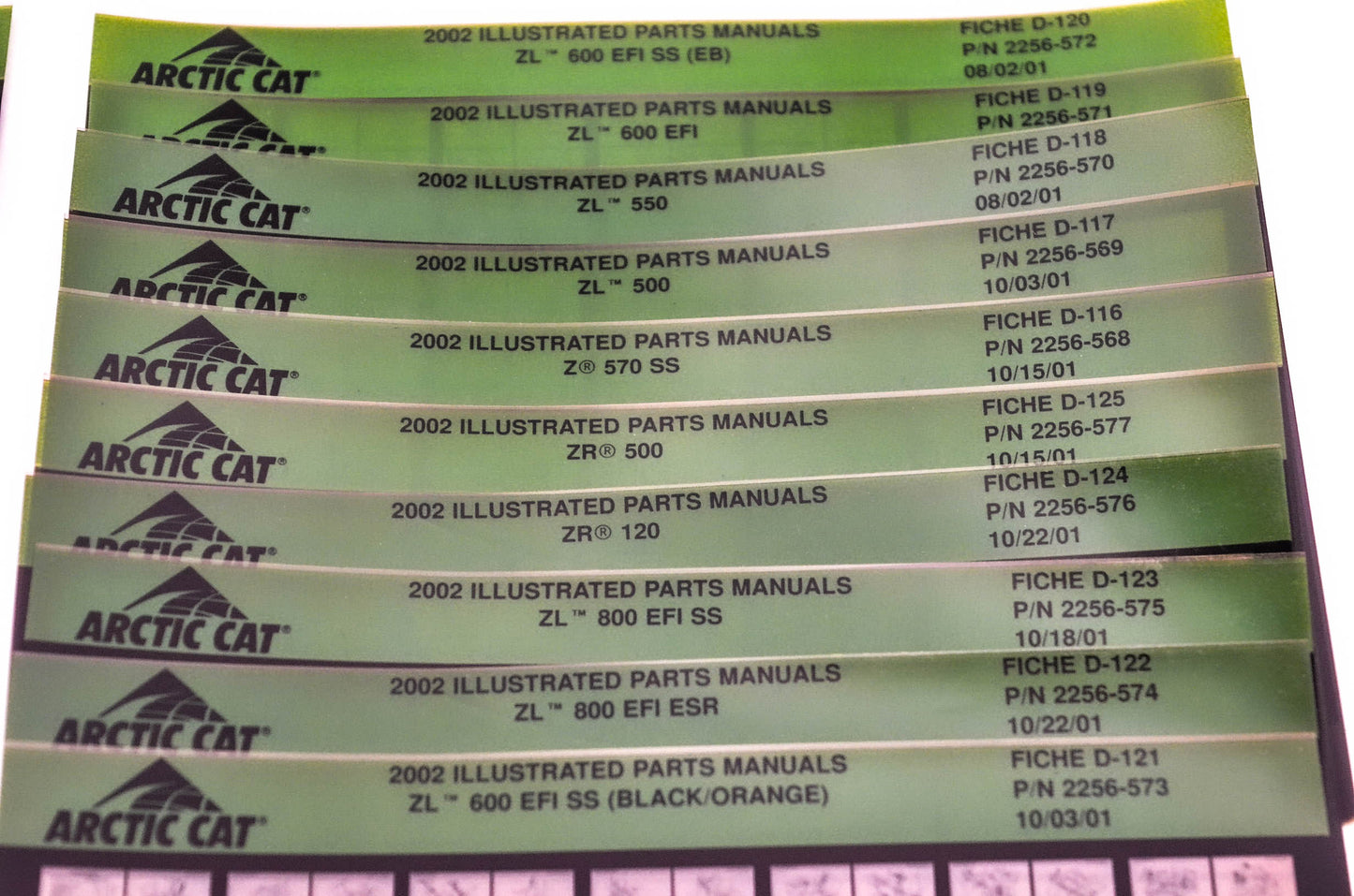 OEM Arctic Cat 2002 Microfiche Lot Of 40