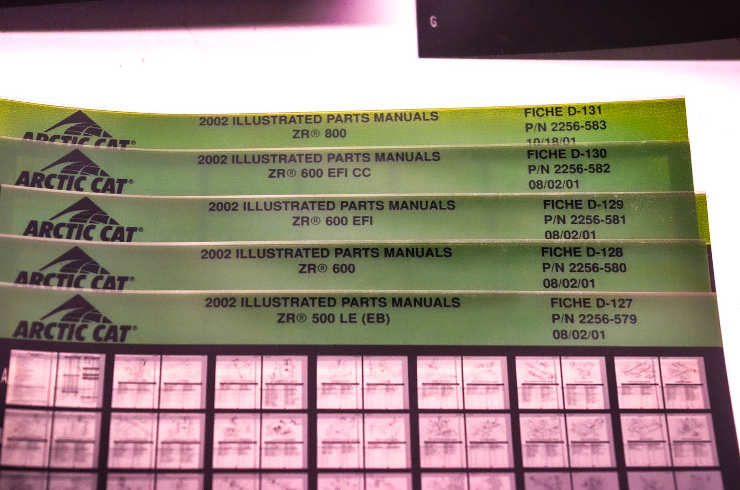 OEM Arctic Cat 2002 Microfiche Lot Of 40