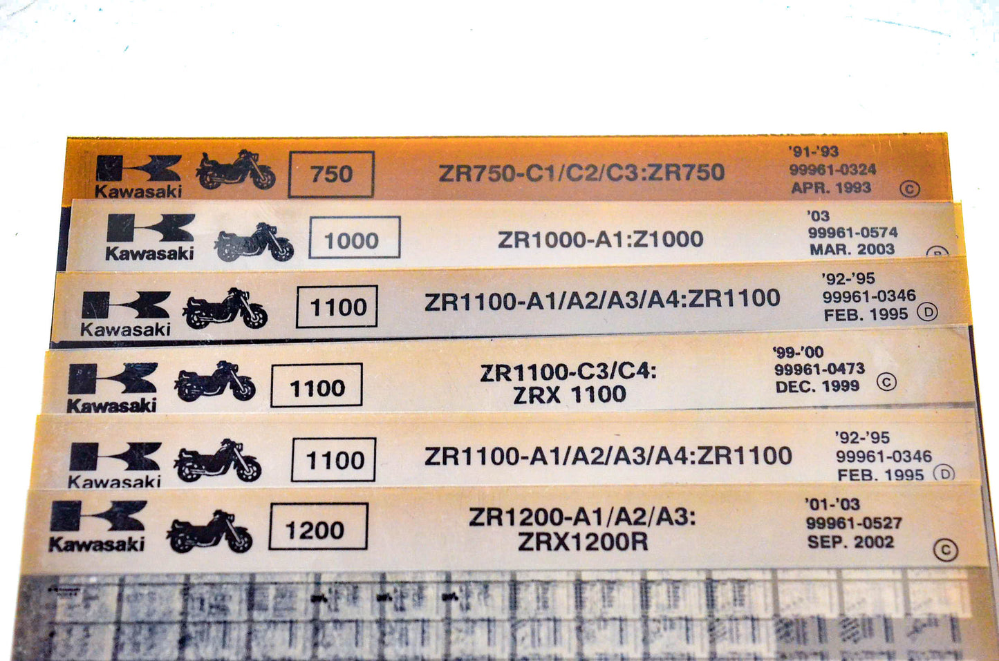 OEM Kawasaki Z1 ZG ZL ZN & ZR Models Microfiche Lot Of 46