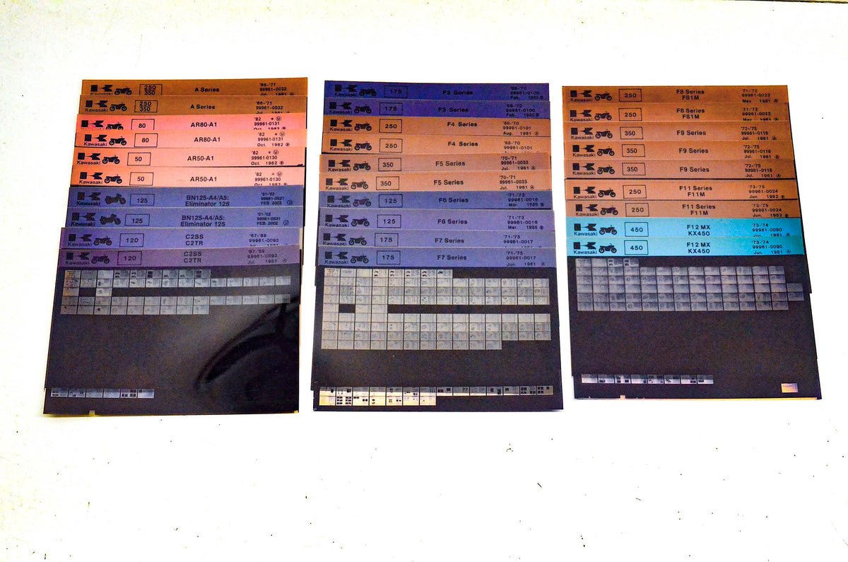 OEM Kawasaki A Series AR50/80 BN125 C2TR F Series Microfiche Lot Of 29