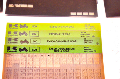 OEM Kawasaki EL250 EJ650 EN450/500 EX250/305/500 Microfiche Lot Of 34