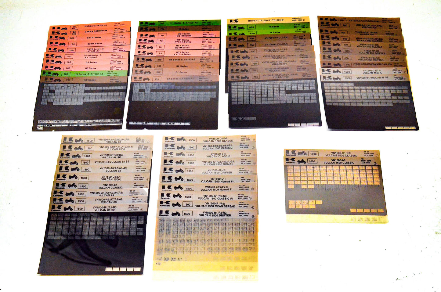 OEM Kawasaki G3/4/5 H1/2 S1/2 W Series VN Models Microfiche Lot Of 62