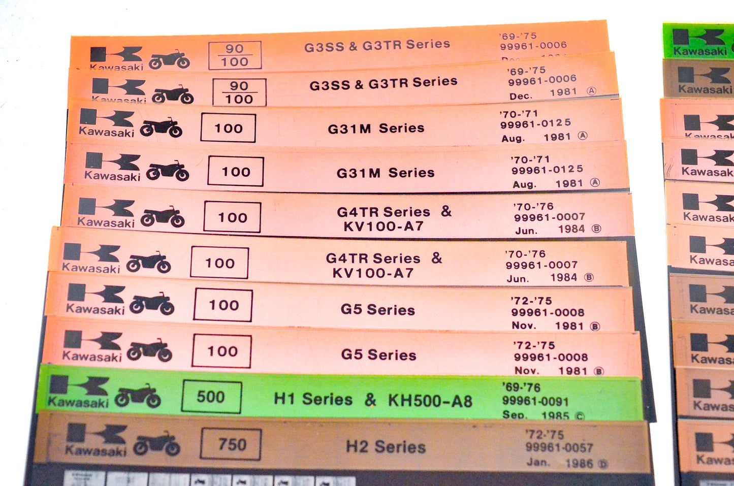 OEM Kawasaki G3/4/5 H1/2 S1/2 W Series VN Models Microfiche Lot Of 62