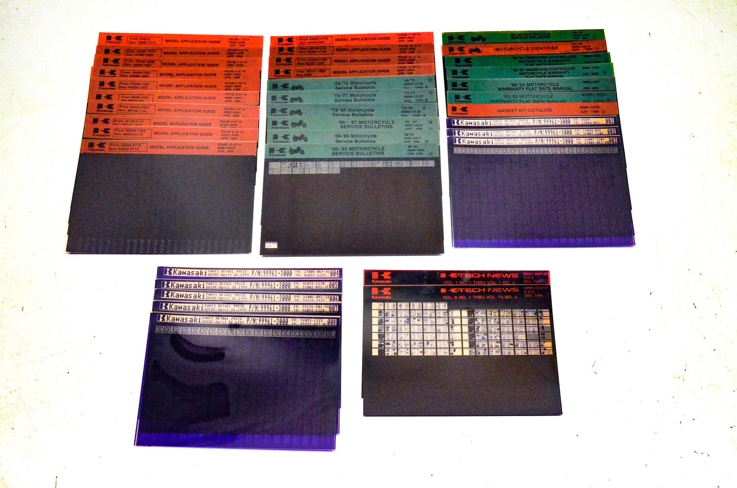 OEM Kawasaki Bulletin Warranty Ktech News Microfiches Lot Of 37