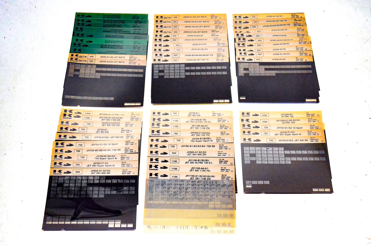 OEM Kawasaki JB JF JH Watercraft Microfiche Lot Of 55