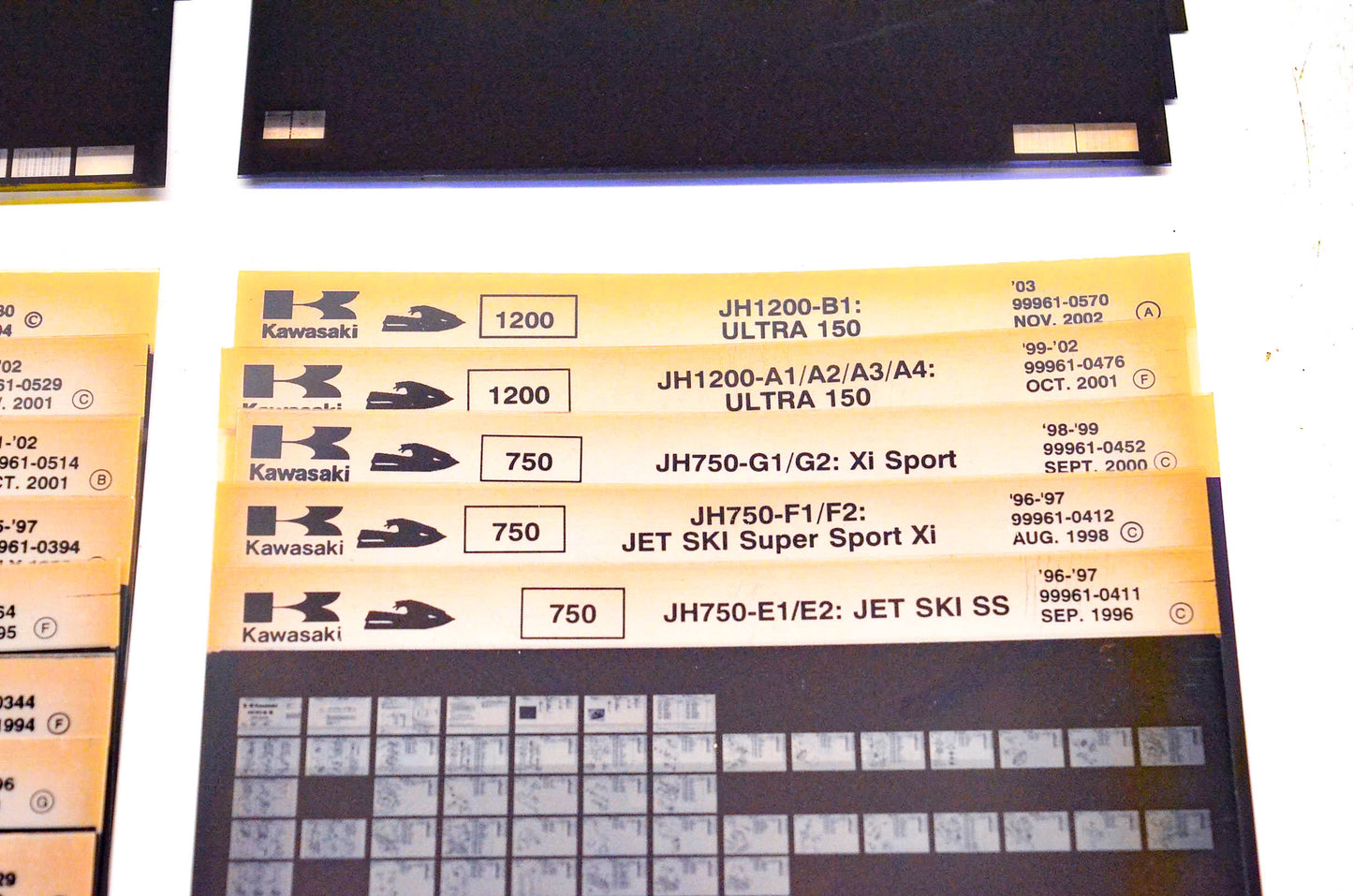 OEM Kawasaki JB JF JH Watercraft Microfiche Lot Of 55