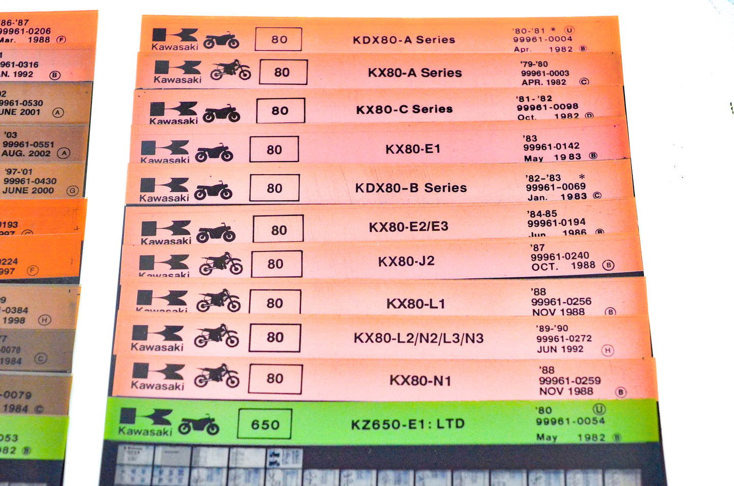 OEM Kawasaki Microfiche Lot Of 55