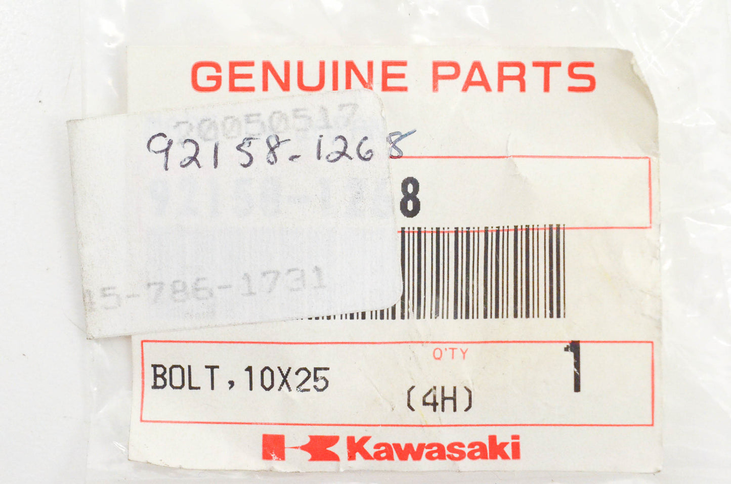 New OEM Kawasaki 92150-1268 Bolt 10x25 NOS