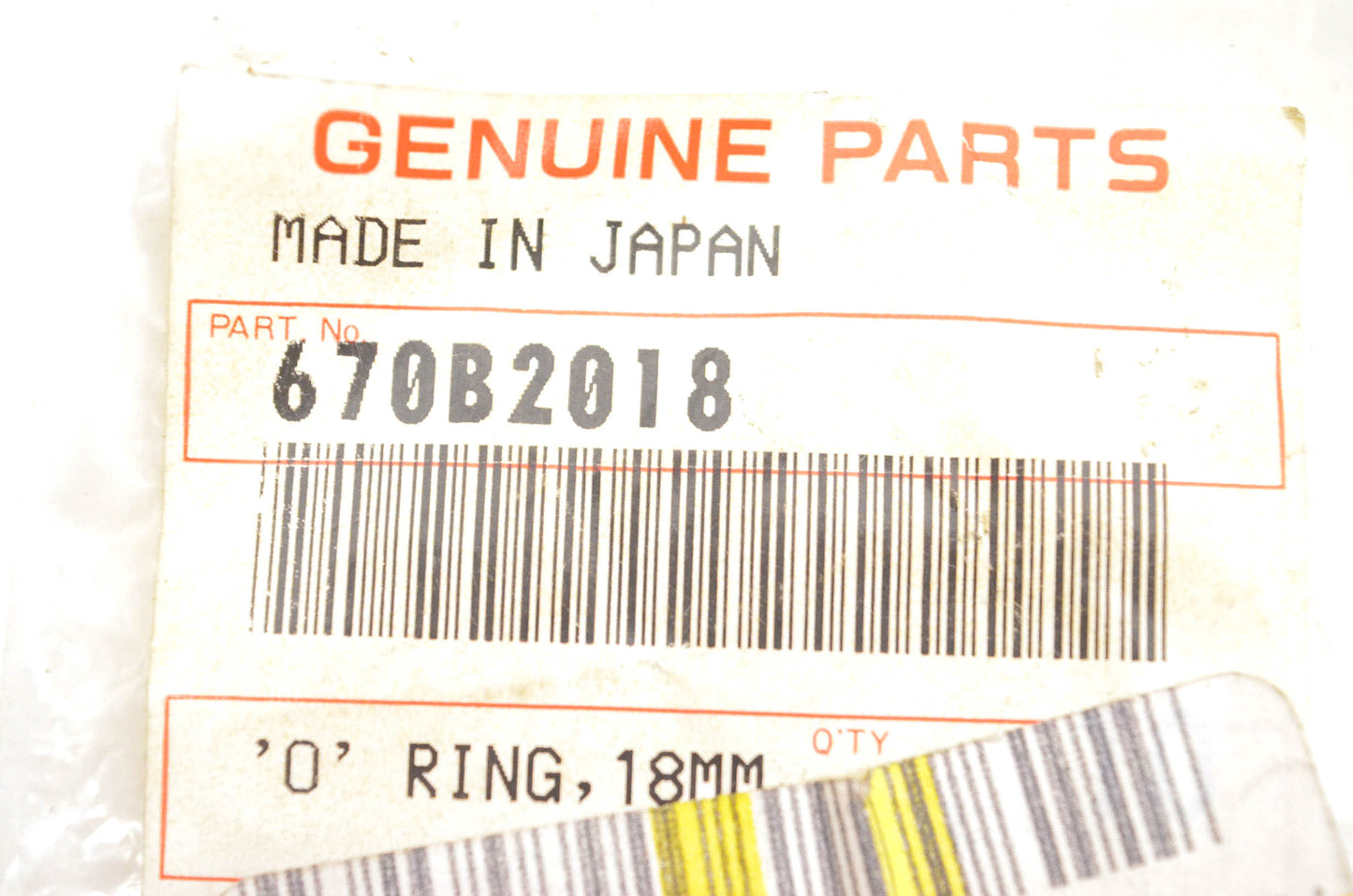 New OEM Kawasaki 670B2018 O Ring Qty 2 NOS
