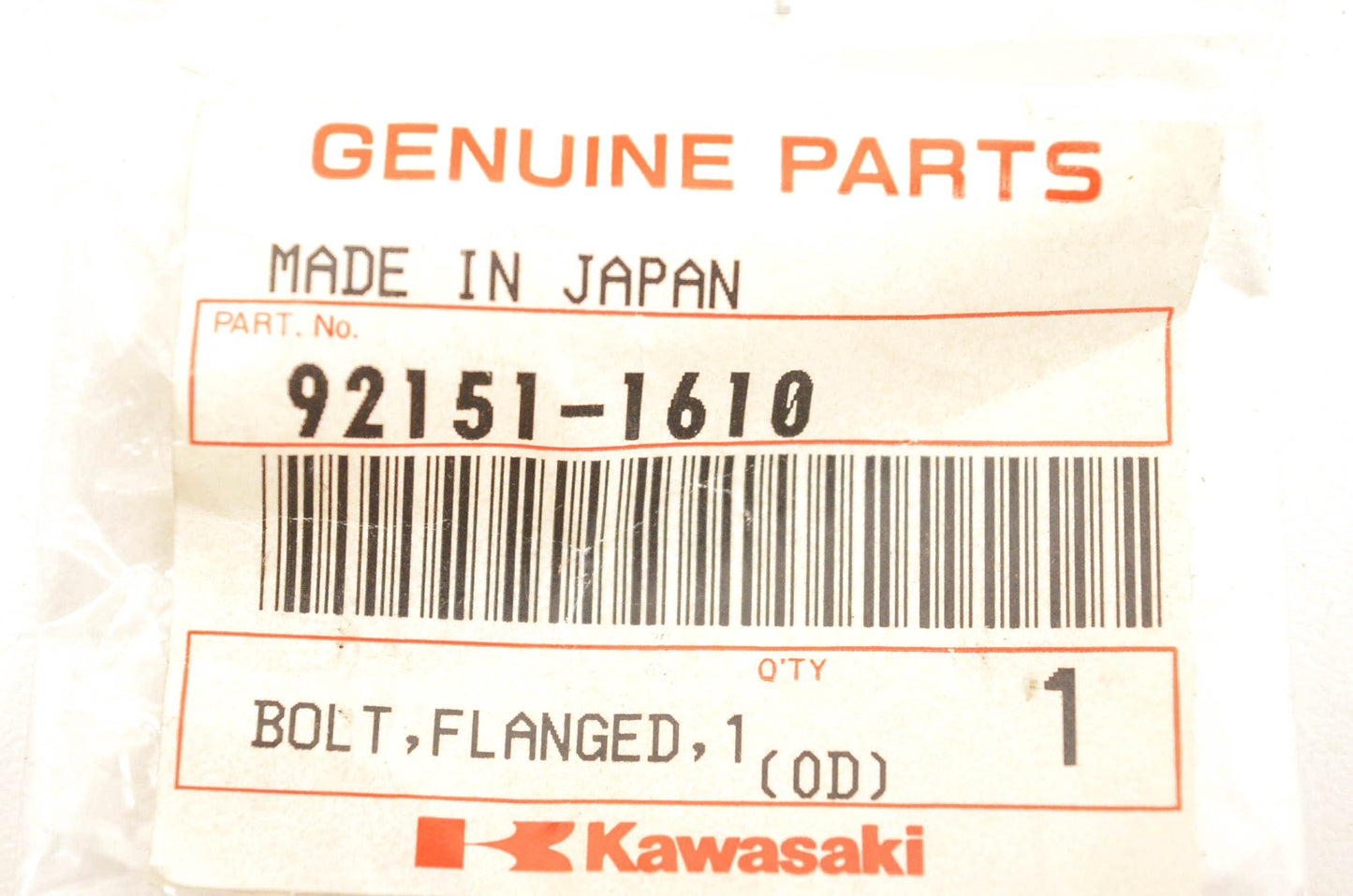 New OEM Kawasaki 92151-1610 Flanged Bolt NOS
