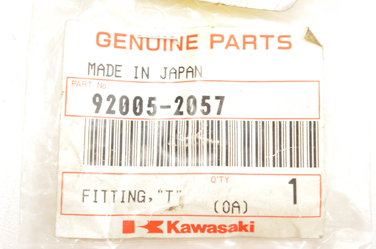 New OEM Kawasaki 92005-2057 T Fitting NOS