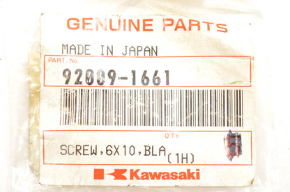 New OEM Kawasaki 92009-1661 Screw 6x10 Black NOS
