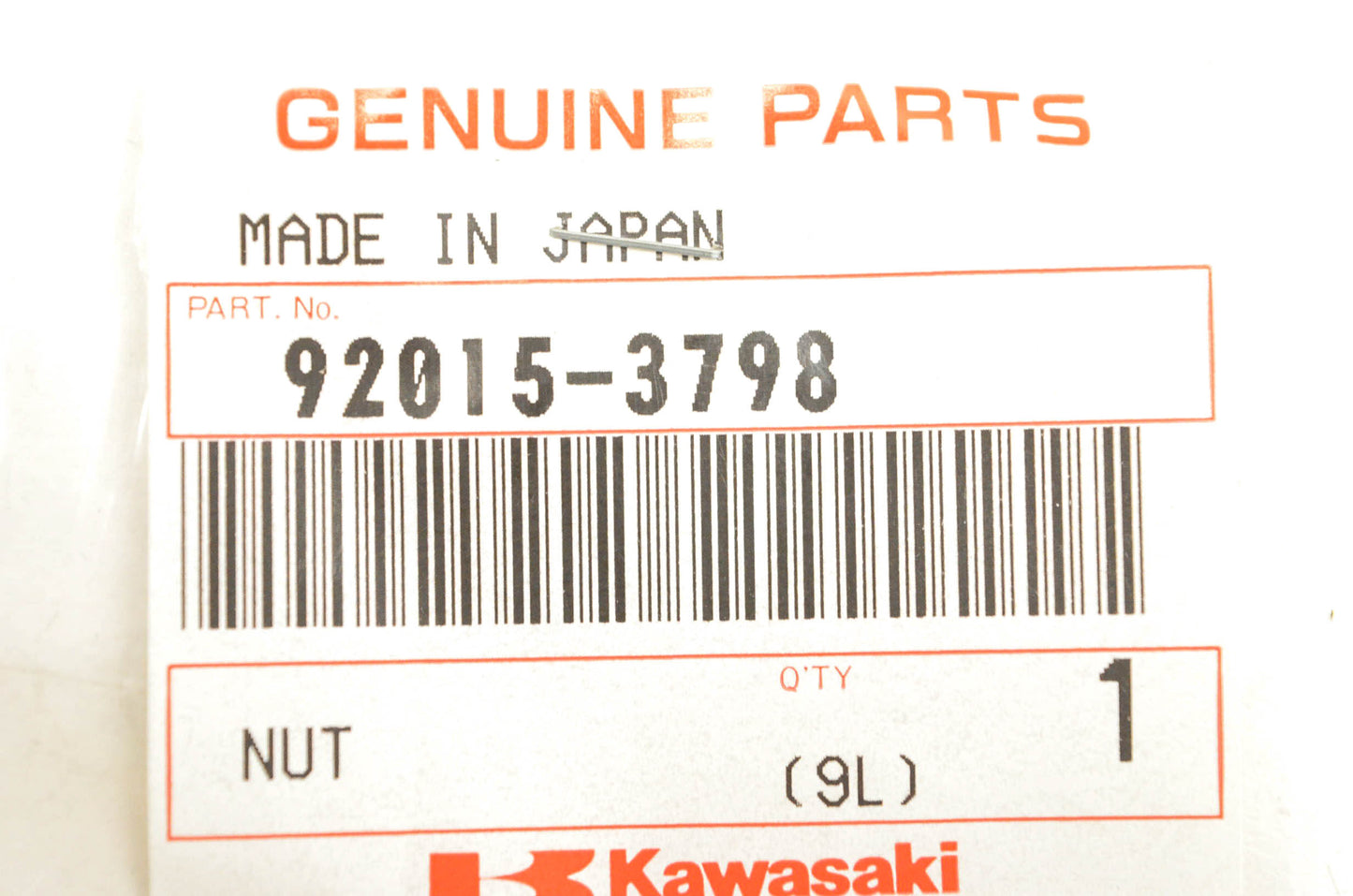 New OEM Kawasaki 92015-3798 Nut NOS