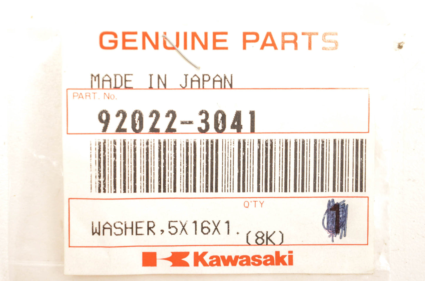 New OEM Kawasaki 92022-3041 Washer Qty 2 NOS