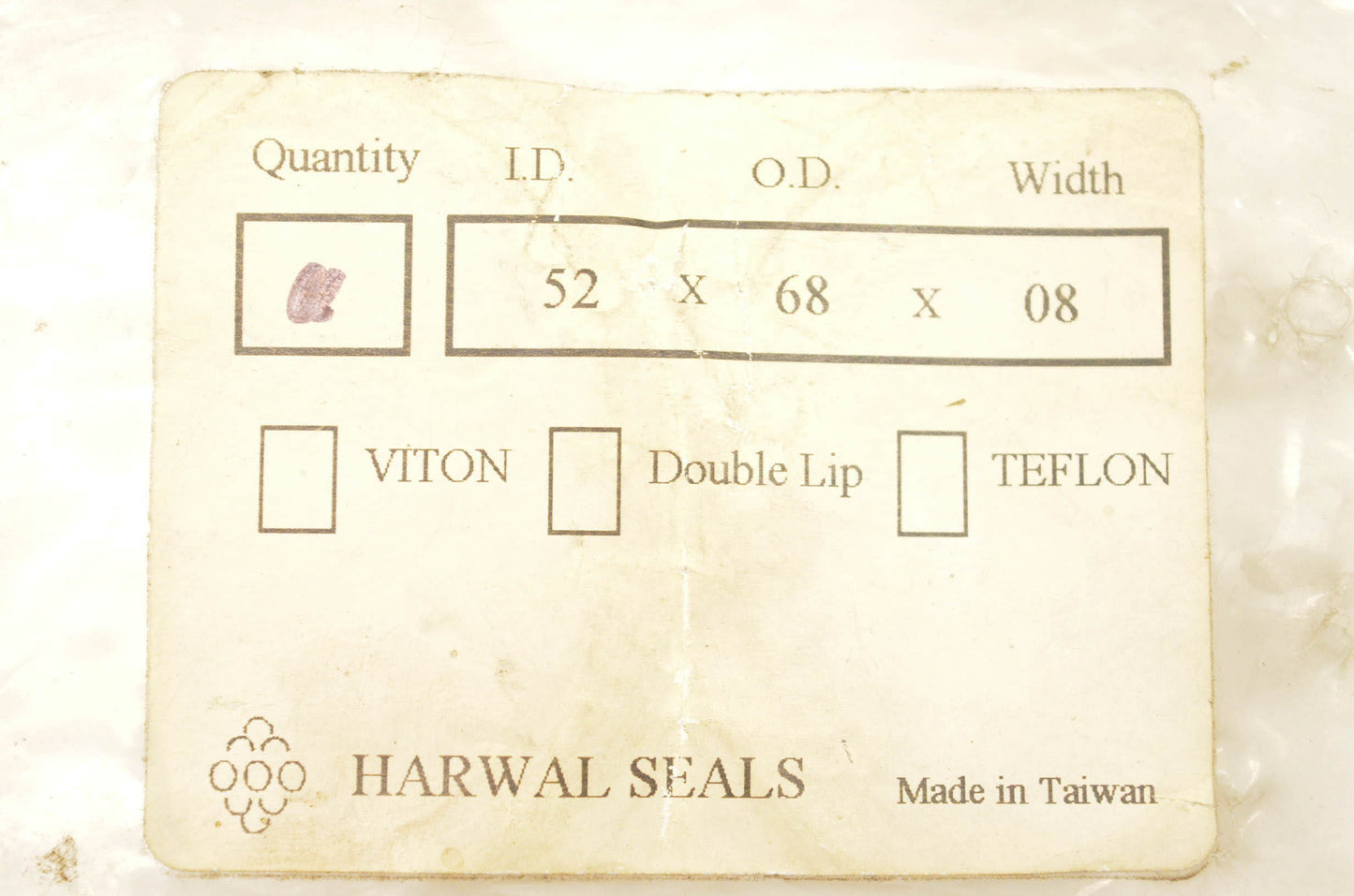 Harwal 52X68X08 Seal NOS