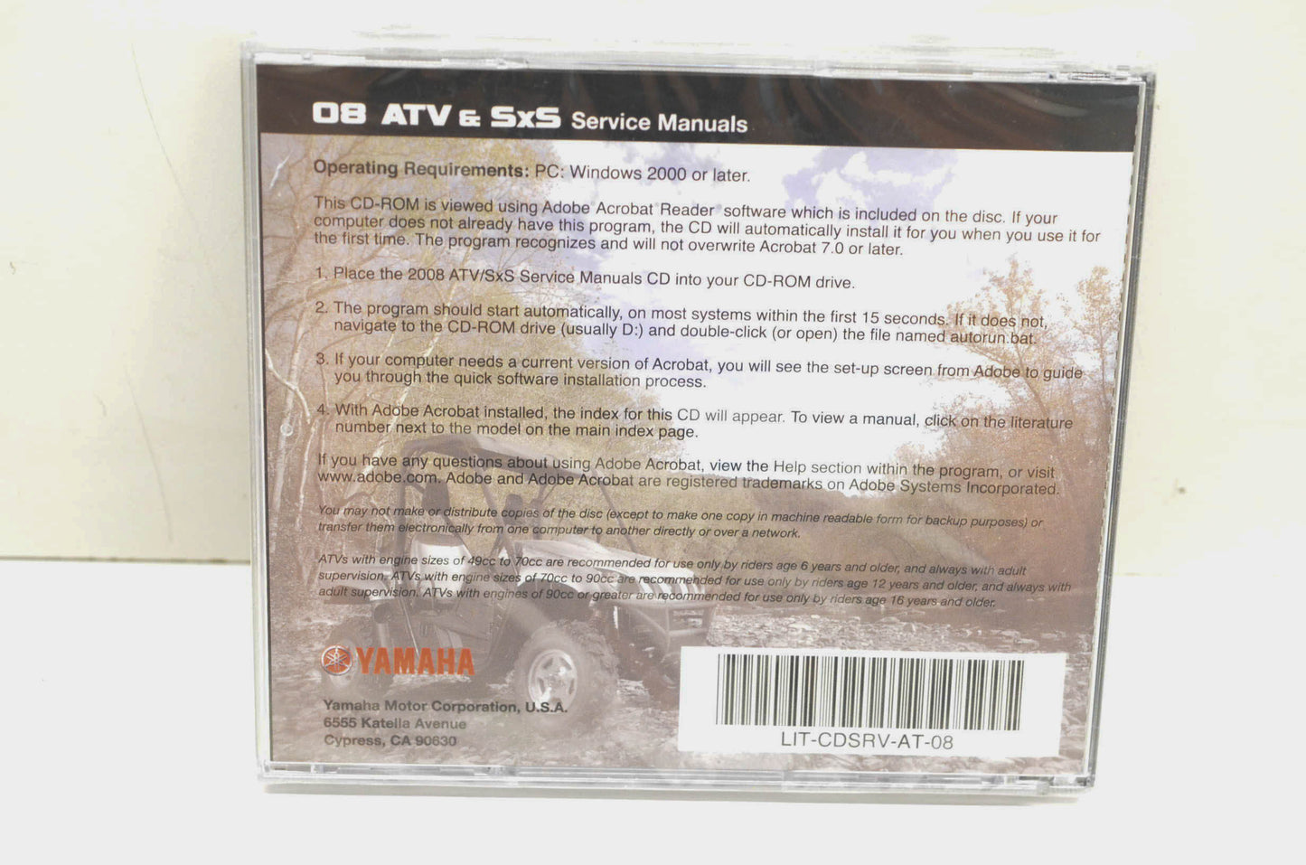 New OEM Yamaha LIT-CDSRV-AT-08 2008 ATV & SxS Service Manual CD-ROM NOS