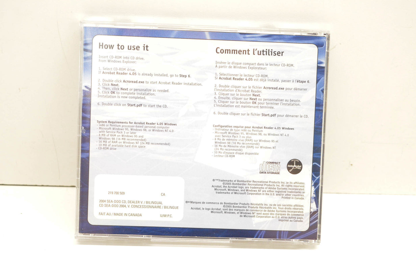Sea Doo 219700509 2004 Technical Publications CD-ROM