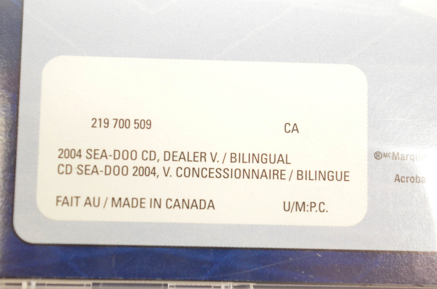 Sea Doo 219700509 2004 Technical Publications CD-ROM