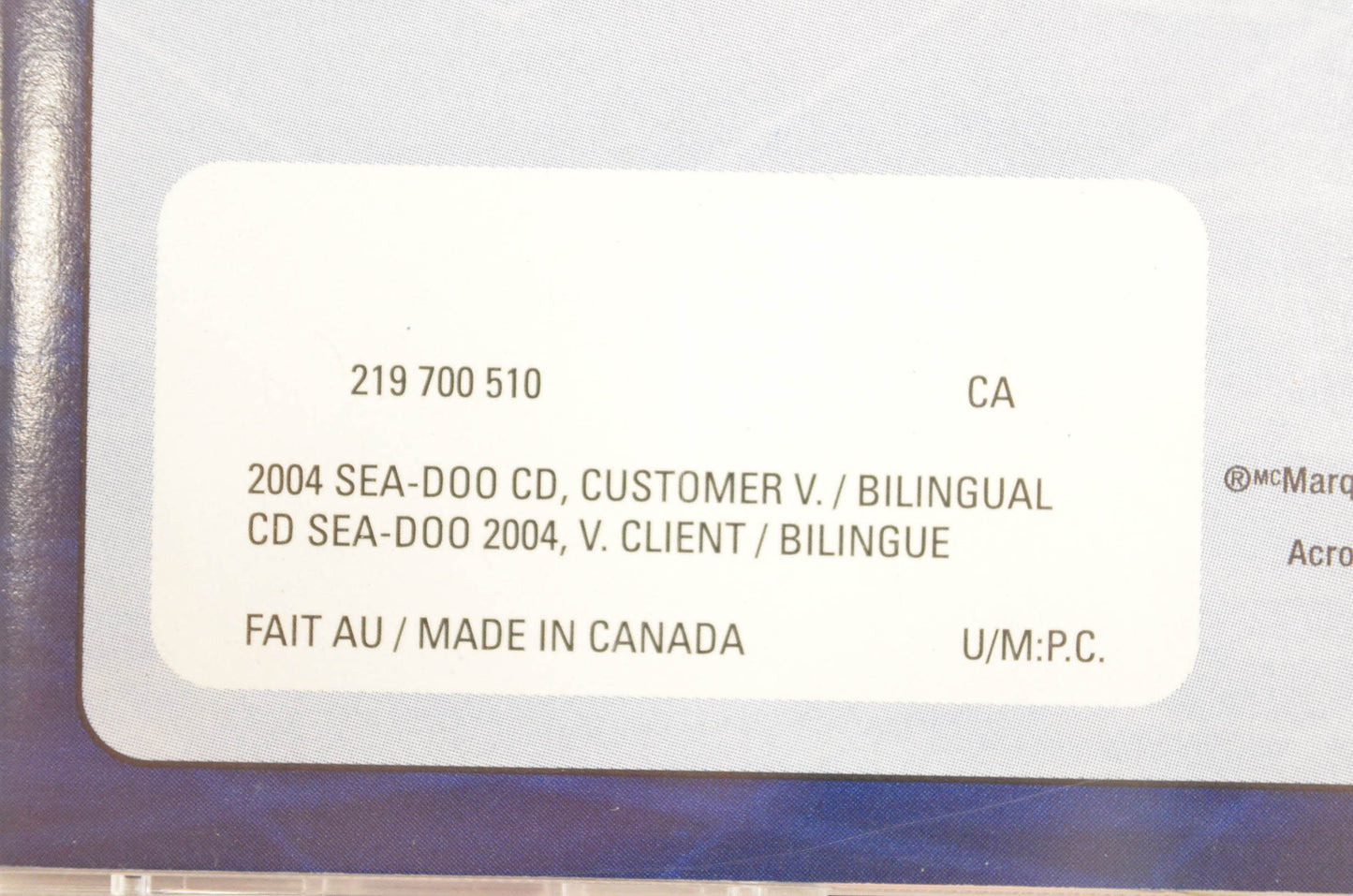 Sea Doo 219700510 2004 Technical Publications Customer Version CD-ROM